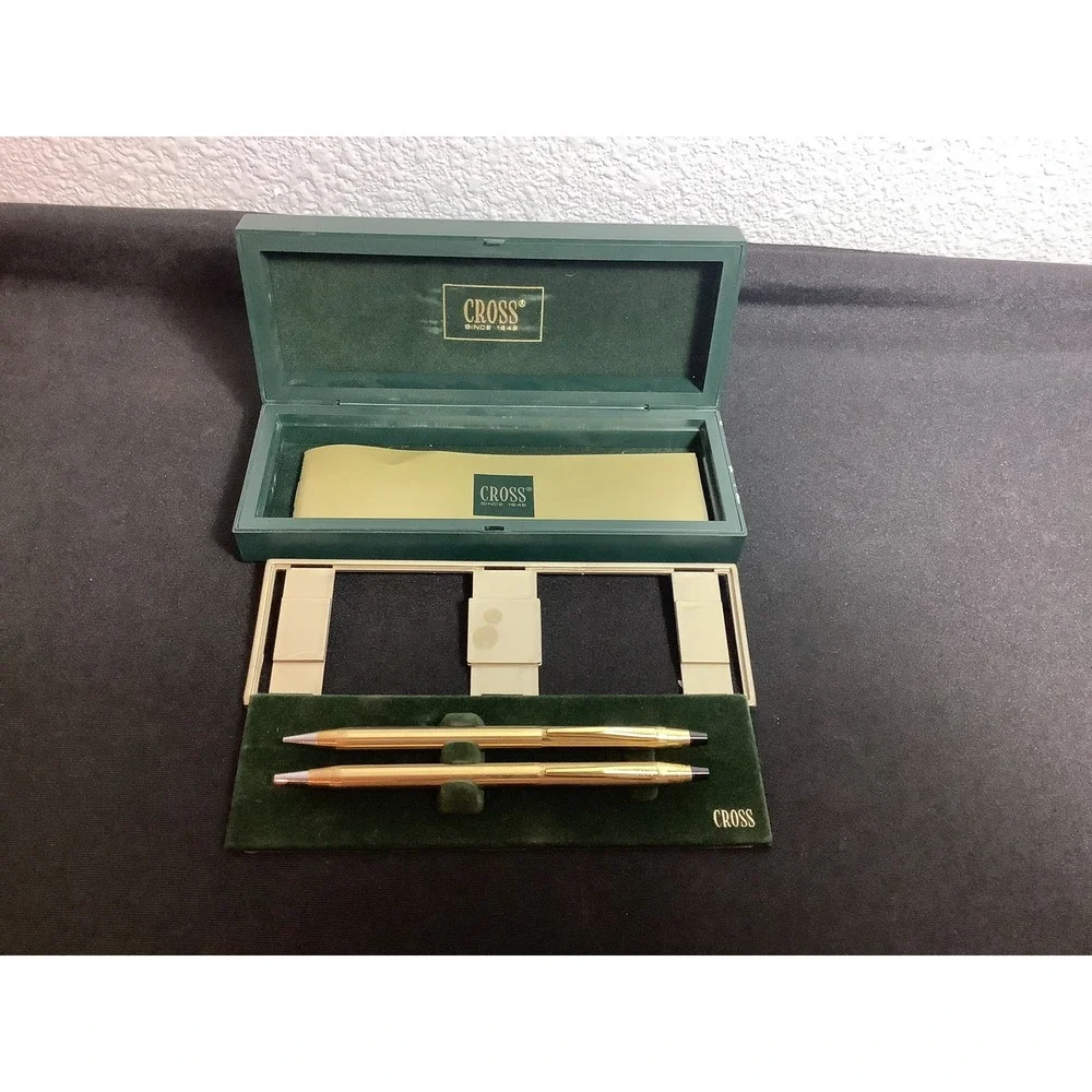 Vintage Cross 1/20 10k Gold Filled Pen & Pencil Set W Brochure And Original Case